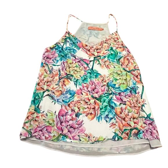 Women's Rodeo Show Colorful Floral Tank Size 10 Spaghetti Top Racerback - Picture 3 of 8